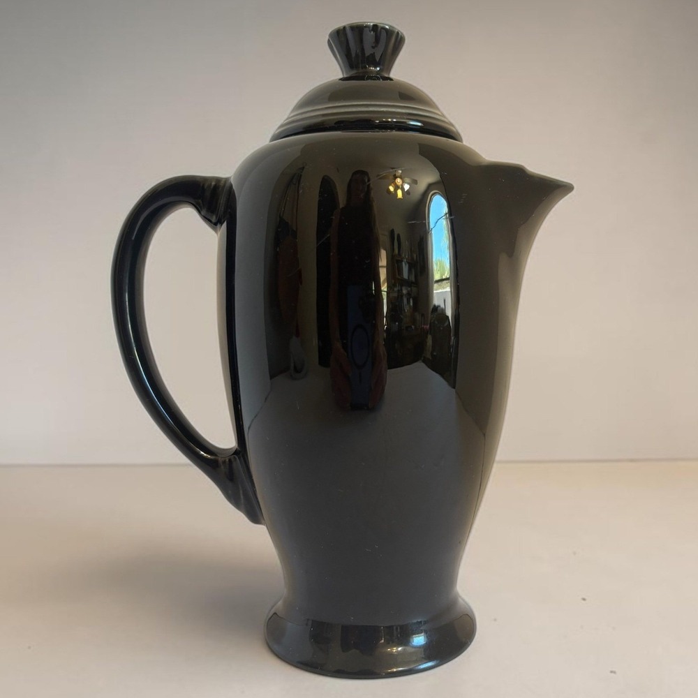 Vintage Black Fiestaware Coffee Server with Lid Homer Laughlin Discontinued Pot‎